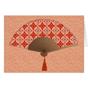 Japanese Fan, Shippo Motif, Mandarin Orange