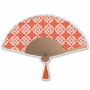 Japanese Fan, Shippo Motif, Mandarin Orange