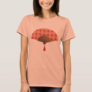 Japanese Fan, Shippo Motif, Mandarin Orange T-Shirt