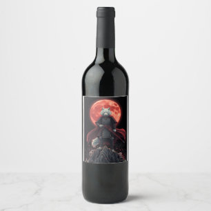 Japanese Fantasy Warrior Illustration Wine Label