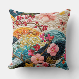 Japanese Faux Quilted Kimono Patchwork Cushion