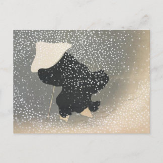 JAPANESE FIGURE IN THE SNOW POSTCARD