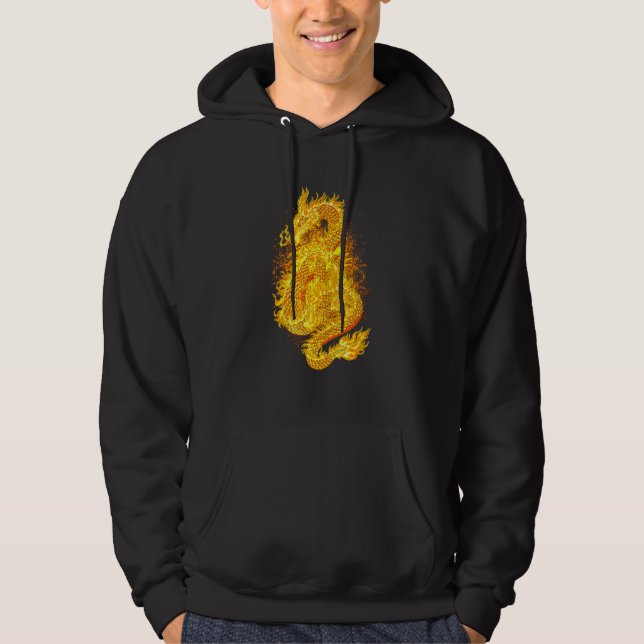 Japanese Fire Dragon  Sad Aesthetic Edgy Streetwea Hoodie (Front)