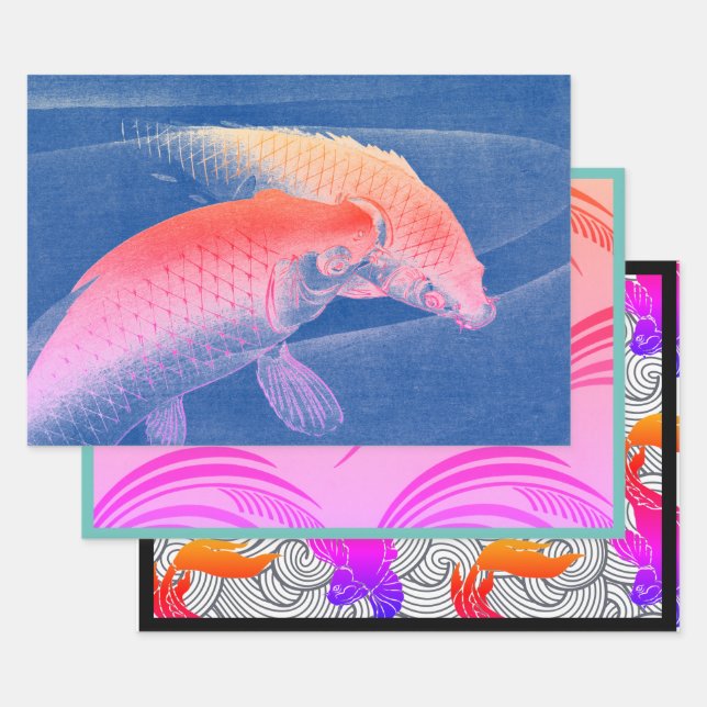 JAPANESE FISH IMAGES Wrapping Paper SHEETS (Set)