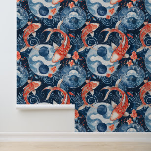 Japanese Fish In Watercolor Wallpaper