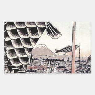 Japanese Fish Kite Carp Print Rectangular Sticker
