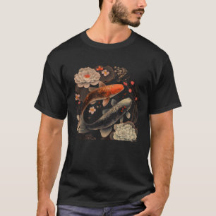 Japanese Fish Koi Carp Vintage Graphic Cherry Blos T-Shirt
