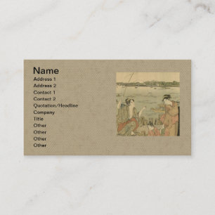 Japanese Fishing Woodblock Fishermen Business Card
