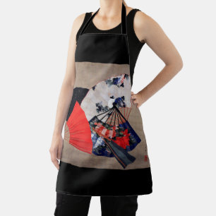 Japanese Five Fans, Hokusai, Ukiyoe Apron