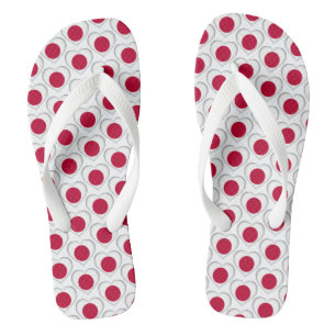 Japanese Flag Colours Hearts Pattern Patriotic Flip Flops