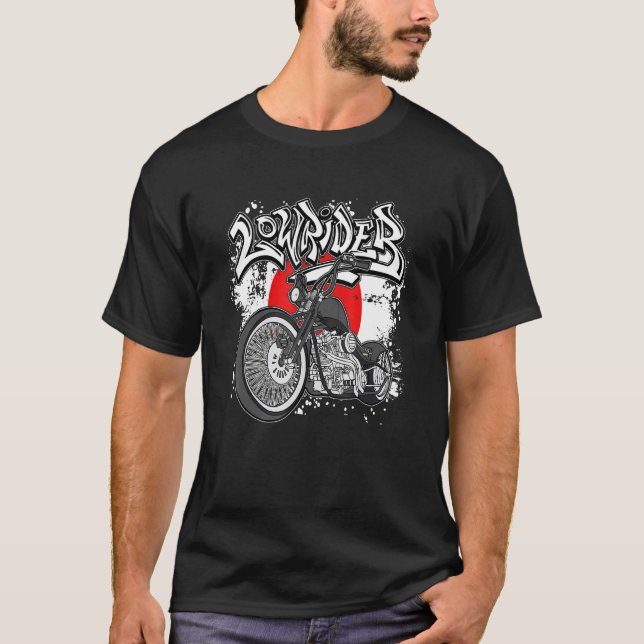 Japanese Flag Latino Vicla Cholo Motorcycles Lowri T-Shirt (Front)