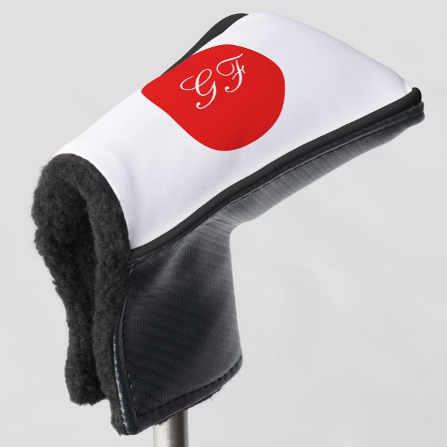 Japanese flag monogrammed golf head putter cover (3/4 Front)