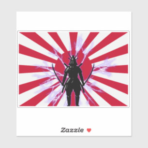 Japanese Flag & Rising Sun Samurai Warrior