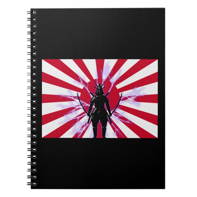 Japanese Flag & Rising Sun Samurai Warrior Notebook (Front)