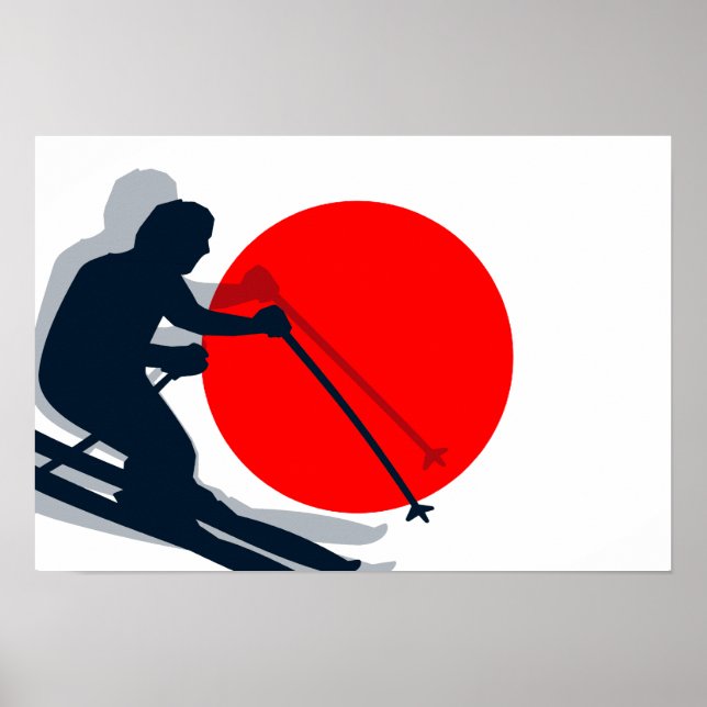 Japanese Flag Ski Japan Winter Sports Poster (Front)