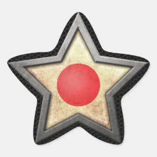 Japanese Flag Star with Steel Mesh Effect Sticker