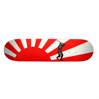 Japanese Flag with Ninja Skateboard