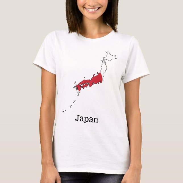 Japanese Flag Within Map Souvenir Design T-Shirt (Front)