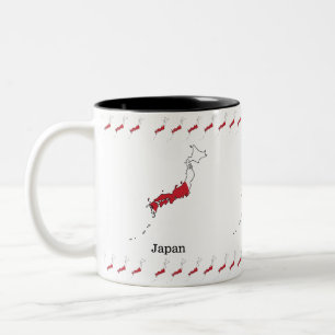 Japanese Flag Within Map Souvenir Design Two-Tone Coffee Mug