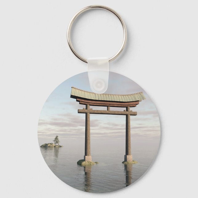 Japanese Floating Torii Gate at a Shinto Shrine Key Ring (Front)