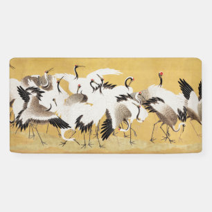 Japanese Flock Cranes Vintage Bird Rich Classic Banner