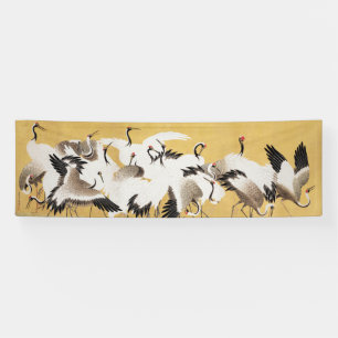 Japanese Flock Cranes Vintage Bird Rich Classic Banner
