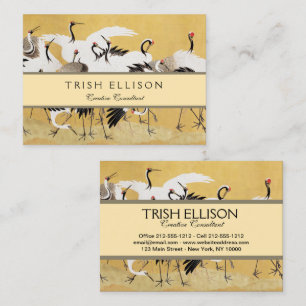 Japanese Flock Cranes Vintage Bird Rich Classic Business Card