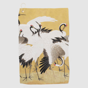 Japanese Flock Cranes Vintage Bird Rich Classic Golf Towel