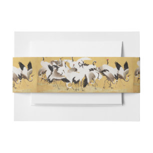 Japanese Flock Cranes Vintage Bird Rich Classic Invitation Belly Band