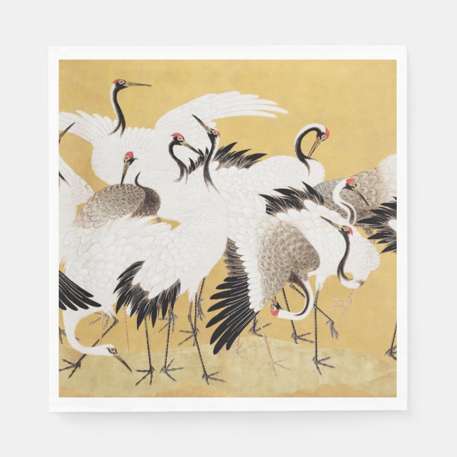 Japanese Flock Cranes Vintage Bird Rich Classic Napkin (Front)