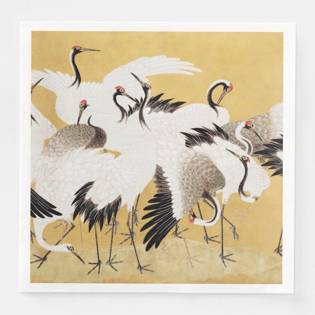 Japanese Flock Cranes Vintage Bird Rich Classic Napkin (Front)