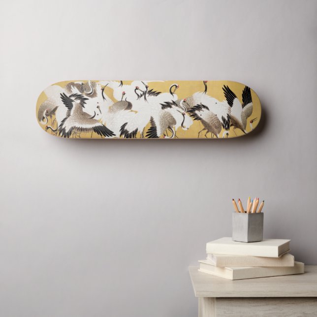 Japanese Flock Cranes Vintage Bird Rich Classic Skateboard (Wall Art (Horz))