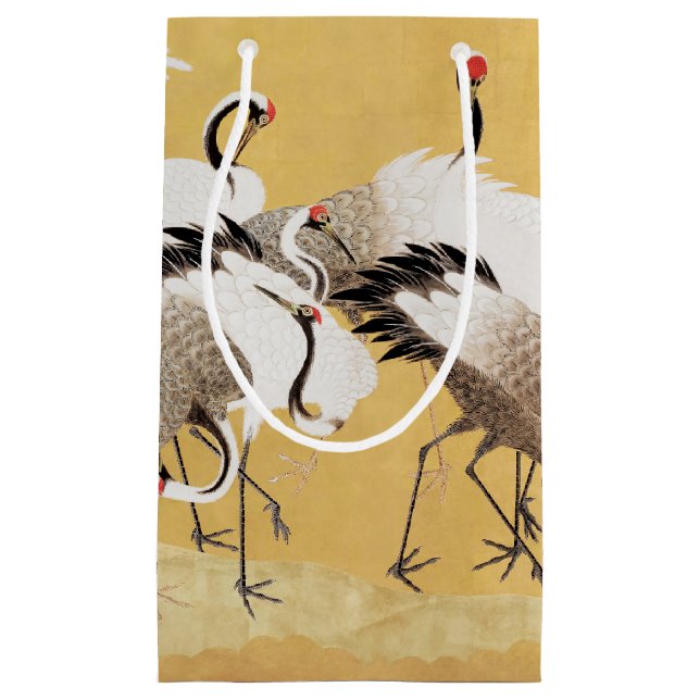 Japanese Flock Cranes Vintage Bird Rich Classic Small Gift Bag (Front)