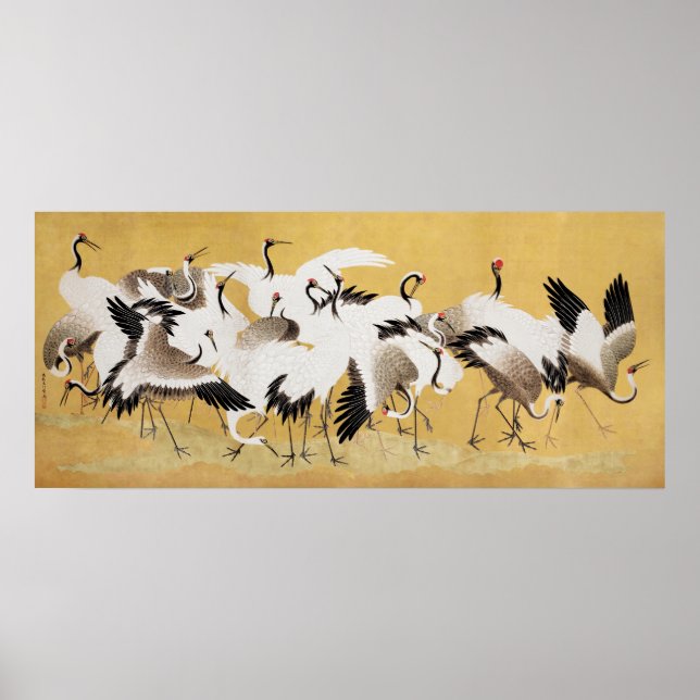 Japanese Flock of Cranes by Ishida Yūtei Poster (Front)