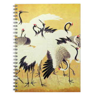Japanese Flock of Cranes, Vintage printing,  Notebook