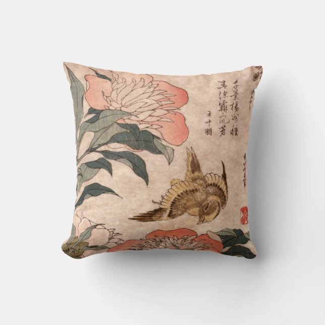 Japanese Floral/Bird Cushion (Front)