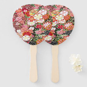 Japanese Floral Cherry Blossom White Red Hand Fan