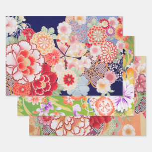 Japanese Floral Design Wrapping Paper Sheet