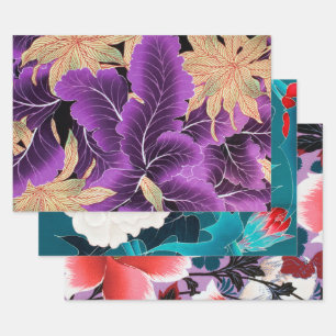 Japanese Floral Design Wrapping Paper Sheets
