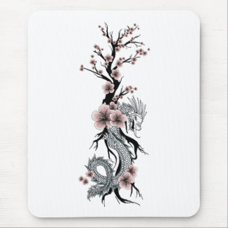 Japanese Floral Dragon Mousepad