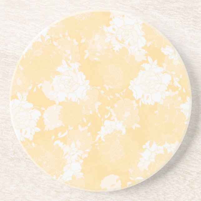 Japanese floral orange patterns coaster (Front)