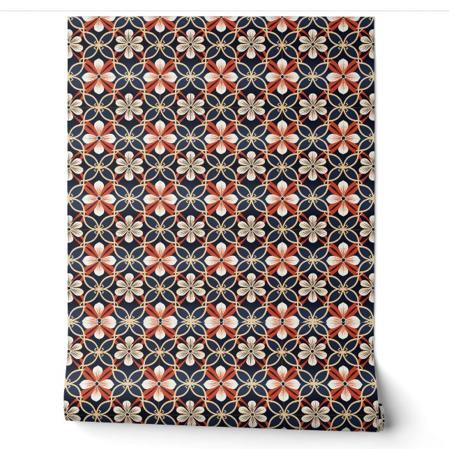 Japanese Floral Pattern Wallpaper (Unrolling)