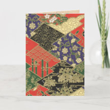 Japanese Floral Quilted Pattern Greeting Card