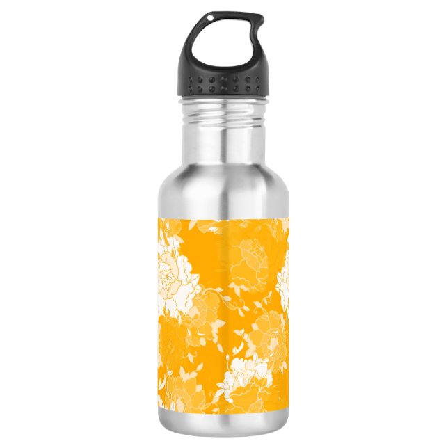 Japanese floral red patterns. 710 ml water bottle (Front)