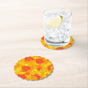 Japanese floral red patterns paper coaster