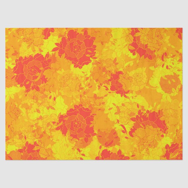 Japanese floral red patterns tissue paper (Front)