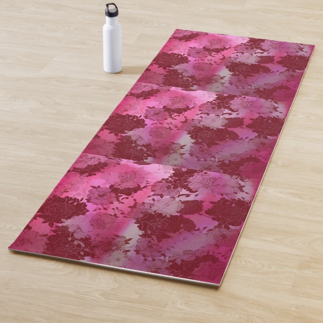 Japanese floral red patterns. yoga mat (In Situ)