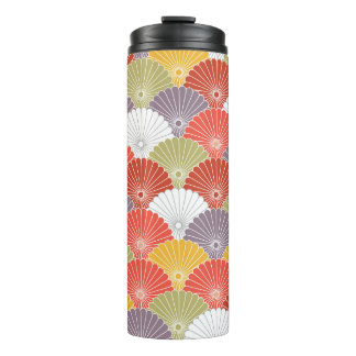 Japanese Floral Wave: Colourful Vintage Thermal Tumbler