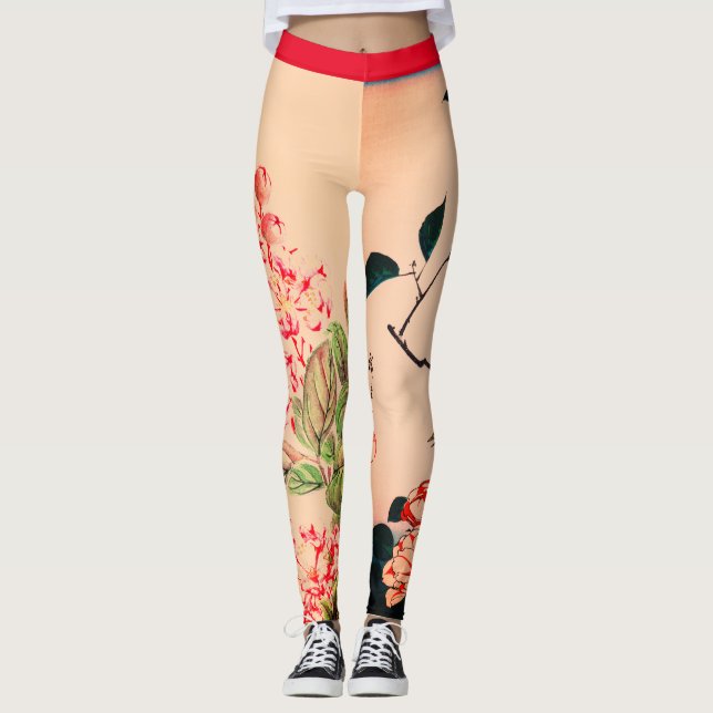 JAPANESE FLOWER ART PRINTED LEGGINGS (Front)