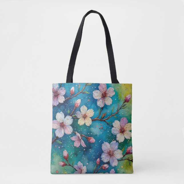 Japanese Flower Art Sakura Tote (Front)
